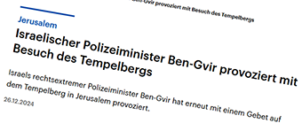 »Israelischer Polizeiminister Ben-Gvir provoziert mit Besuch des Tempelbergs«